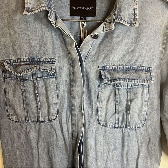 NWT Velvet Heart Womens Denim Short Sleeve Romper Size Small Casual Flattering - Picture 5 of 6
